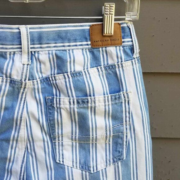 American Eagle Blue White Stripe Mom Jeans size 4 Long - Picture 8 of 12